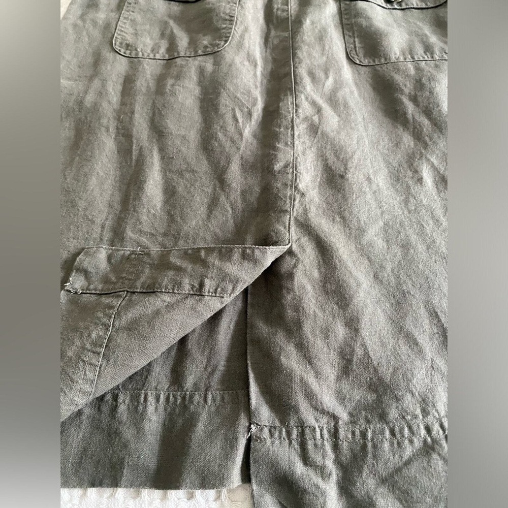 Talbots Olive Green Pure Irish Linen Pencil Skirt Size 6 Drawstring Utility - Picture 7 of 9